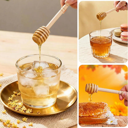 LepoHome 50Pcs 6 Inch 6 Inch Honey Dipper Sticks - Wooden Honey Dipper, Mini Honeycomb Stick, Honey Stirrer Stick
