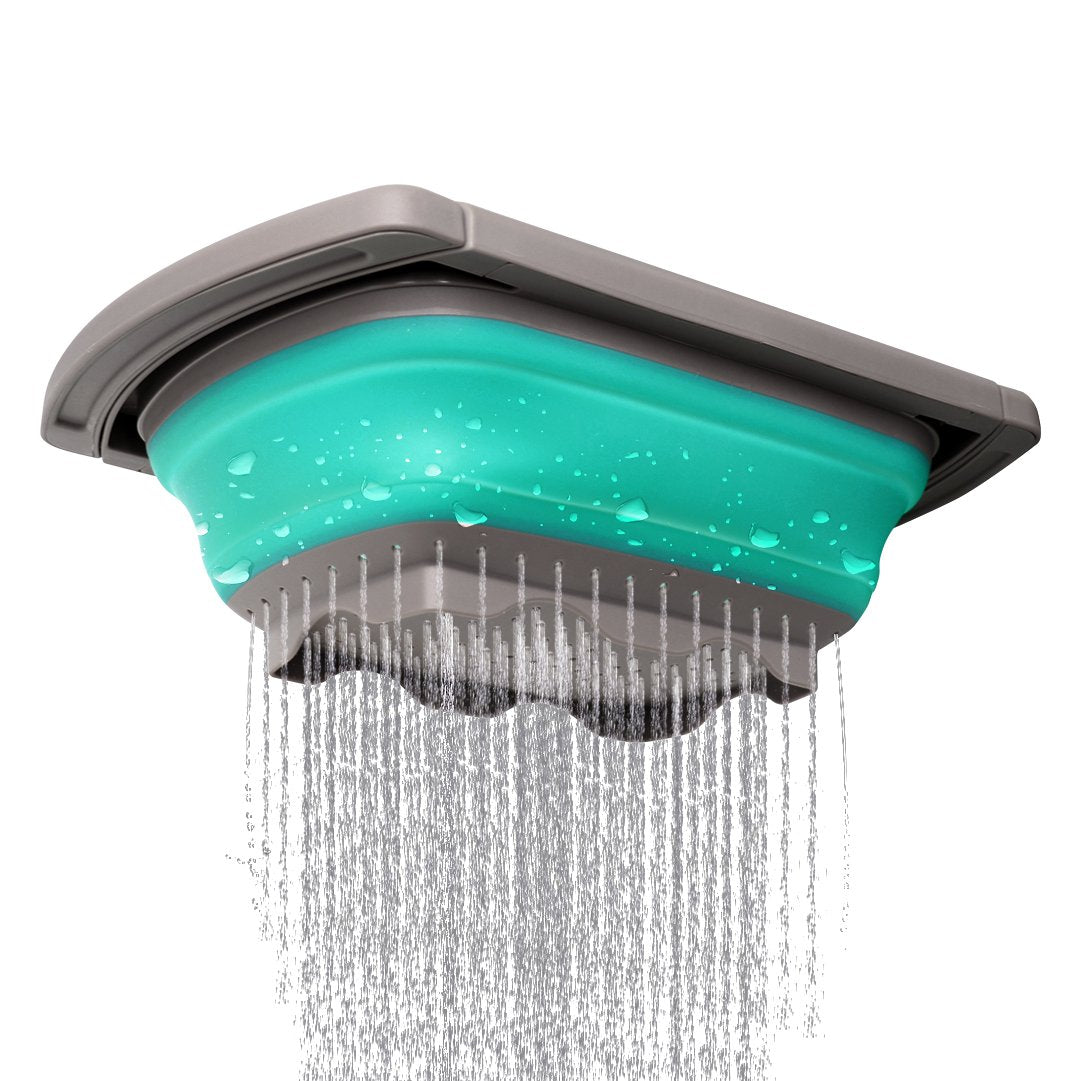 Qimh Colander collapsible, Colander Strainer Over The Sink Vegetable Fruit Strainer Basket (6 Quart) with Extendable Handles, New Kitchen Essentials