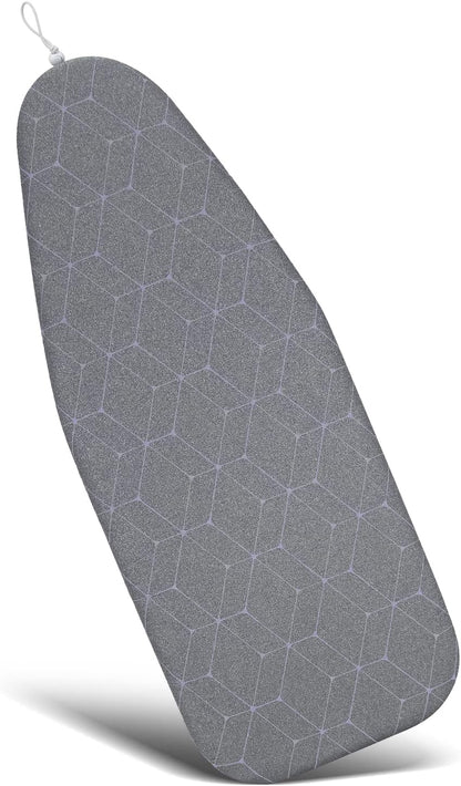 Duwee 12"x32" Heat Resistant Metallic Ironing Board Cover, Durable Thick Felt Padding with Elastic Cord, Geometric