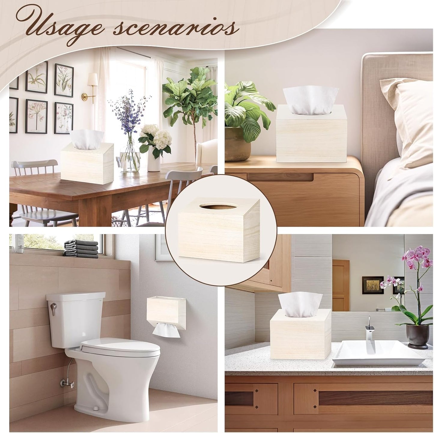 Noafocks Tissue Box Cover Holder Compatible with Kleenex Disposable Paper Hand TowelsWood Hand Towels Cover Paper Towel