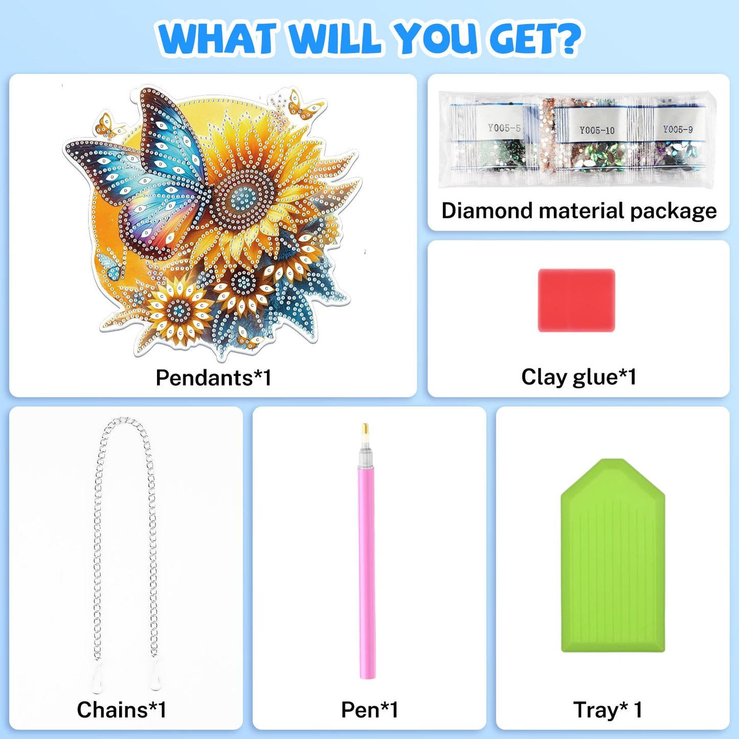 Bowetile Hanging Diamond Art Butterfly Kits for Adults, 5D Special Shape Diamond Painting Sunflower Kits, Diamond Gem Art Suncatchers Painting Pendant Ornament for Home Garden Wall Decor