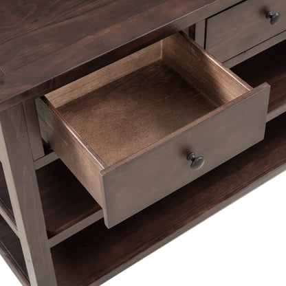 Bellemave Solid Wood Console Table with Drawers, Retro Entryway Table with 3 Drawers and 2 Open Storage Shelves, Narrow Long Sofa Table, Behind Couch Table for Living Room, Foyer and Hallway, Espresso