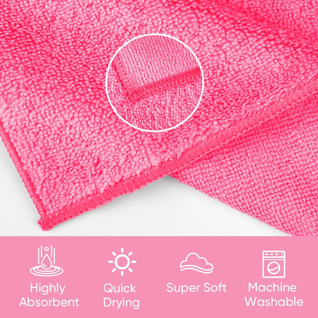 12 Pack, 12x12 Inch, Set HOMEXCEL Microfiber Washcloths Highly Absorbent and Soft Face Towel, Multi-Purpose Wash Cloths