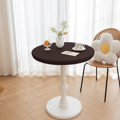 28 Inch (Coffee,28" Round Fitted PU Tablecloth with High Elastic Edge Dia Waterproof Oil Proof Table Cloth Anti-Scald