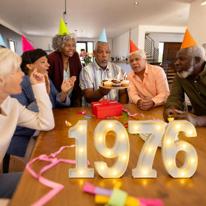 Wettal 4 Pcs 1976 LED Letter Lights 50th Birthday Decorations for Her Him Back in 1976 Decorations 50 Year Old Birthday Party Supplies Marquee Numbers Lights of 1976 Class Reunion Anniversary Decor