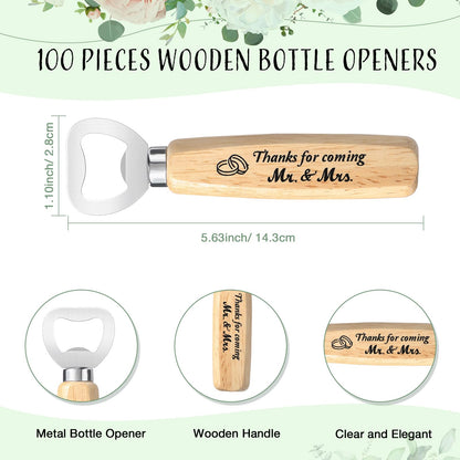 Dandat 100 Set Wedding Favors: Bottle Opener, Thank You Cards, Organza Bags & Jute Twine for Party Favors & Decoration