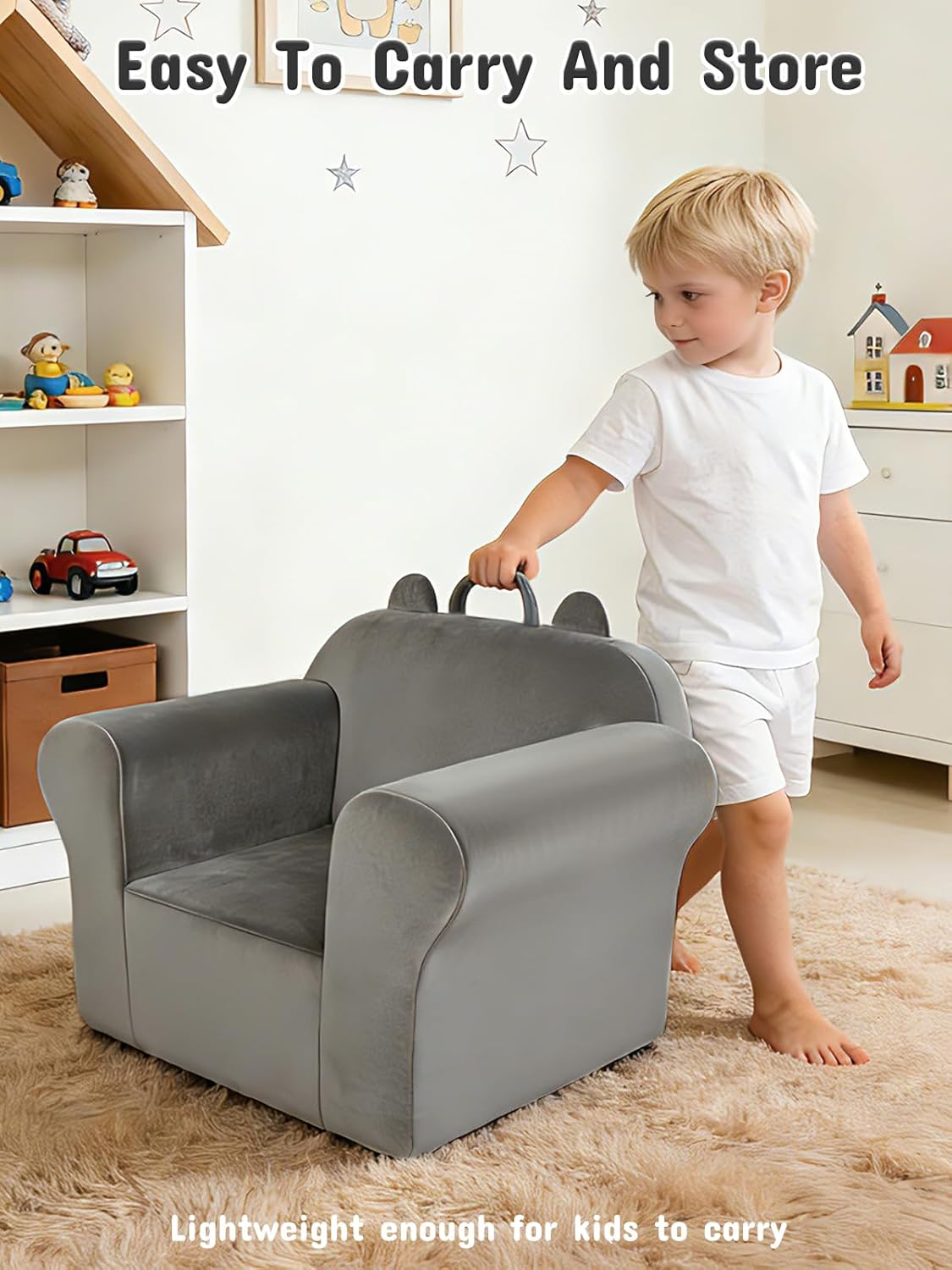 Cozy Kids Sofa Chair with Removable Washable Cover Kids Couch Toddler Chair Toddler Bed Crystal Velvet Furniture
