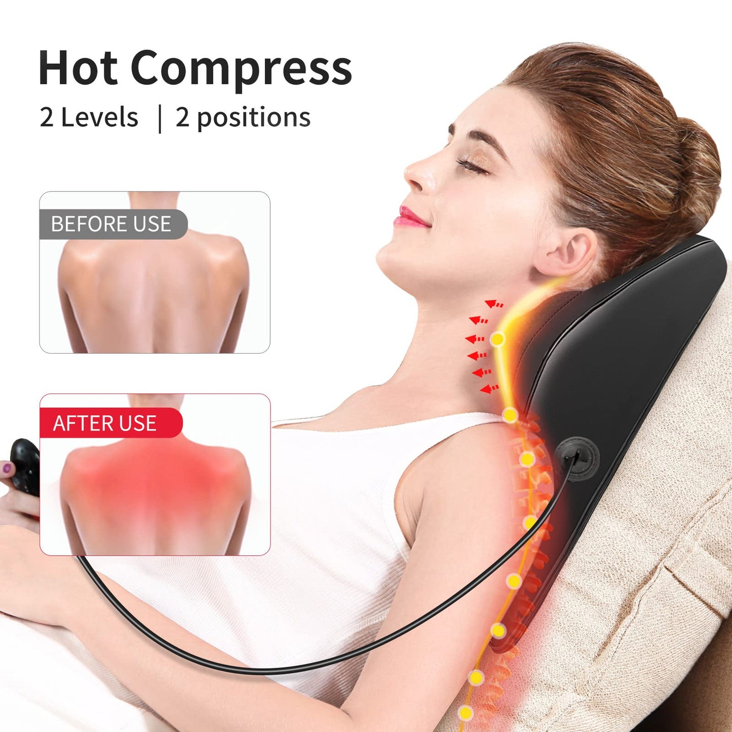 Neck Back Massager with Heat, FSA HSA Eligible, Adjustable Cordless Electric Massagers, 3D Shiatsu Deep Tissue Kneading Massage Pillow, Gifts for Men Women Mom Dad for Pain Relief