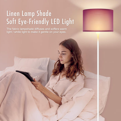 Floor Lamp for Bedroom, Purple Standing Lamp, Modern Stand Up Lamps with Lampshade, 59" Tall Lamp, Foot Switch, Small Corner Lamp Decor for Kids Room, Living Room , Den, Office(NO Bulb,E26 Base)