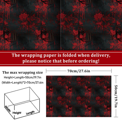 Whaline 12 Sheets Halloween Bloody Wrapping Paper - Not Roll - Scary Blood Splash Gift Wrap Paper Folded Flat for DIY Crafts Holiday Horror Spooky Eve Night Party, 19.7 x 27.6 Inch