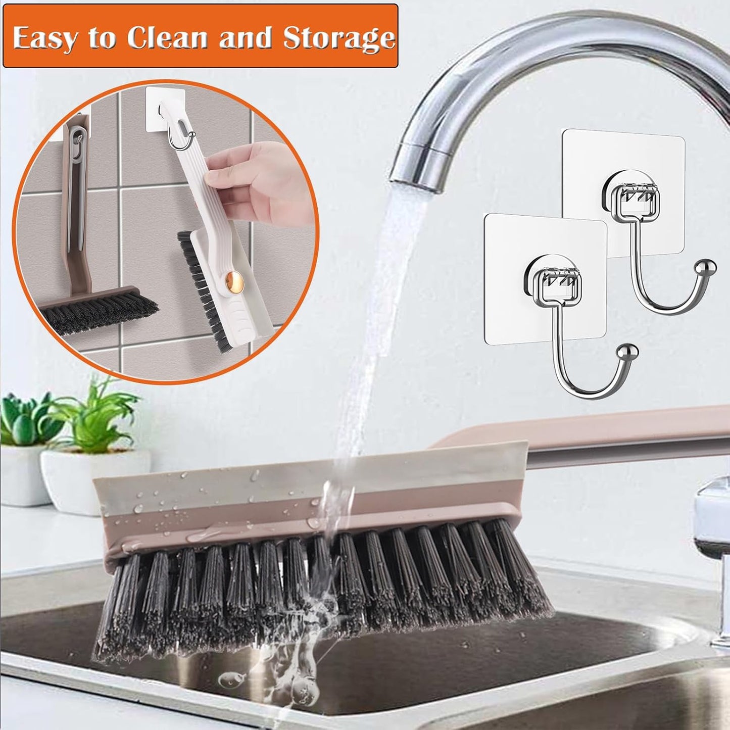 Hard Bristle Crevice Cleaning Brush Set for Small Gaps, Rotating Brushes for Grout, Toilet, Shower, Tile Cleaning Tools