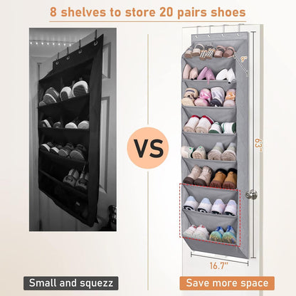 8 Closet 20 KEETDY Over The Door Organizer with Deep Pockets, Hanging Rack for Hanger Fits Pairs, Shoe Holder