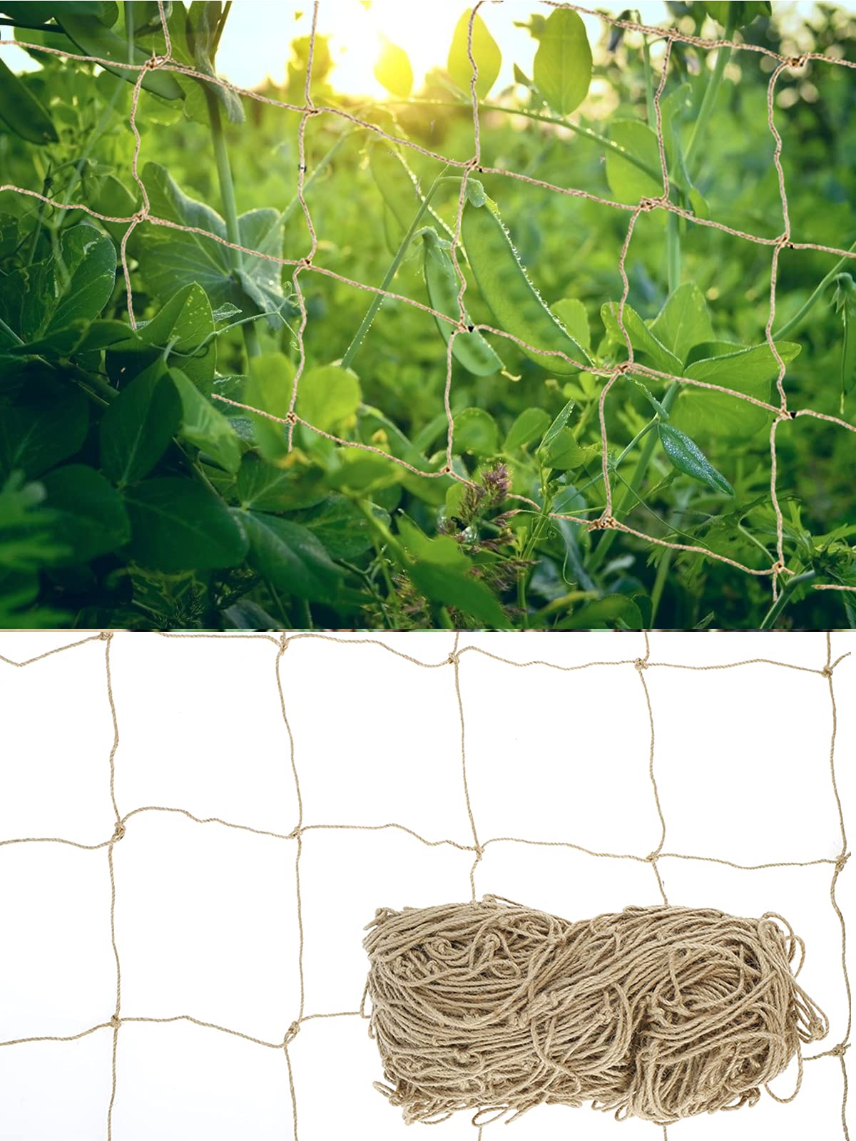 Jute Twine Trellis Netting Heavy Duty Climbing Plant Support Net for Outdoor Garden Vine Plants and Wall Decoration (2 x 3m / 78.7 x 118.1in)
