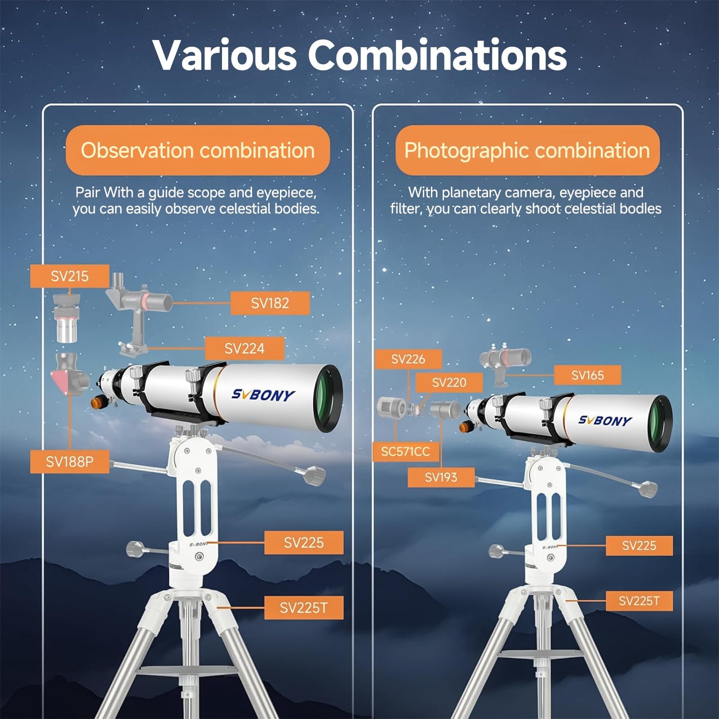 SVBONY SV503 Telescope for Adults High Powered, 102mm F7 Extra Low Dispersion Achromatic Refractor OTA, Dual-Speed Focuser, Refractor Telescope for Planets Deep Sky Astrophotography&Visual Observation