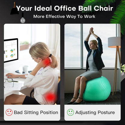 Gruper Yoga Ball, Multiple Sizes Non Slip Exercise Ball for Workout, Birthing, Balance, Stability, Pregnancy, 2200LB Capacity, Anti Burst Chair for Home and Office, Includes Quick Pump & Fitness Guide