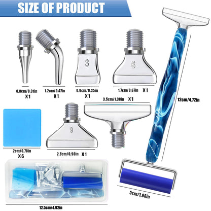 Diamond Art Pens Tools Diamond Painting Pen Accessories Kits with Screw Metal Tip Roller Drill Bead Dot Pens for Art Craft Nail (Blue Pen Silver 6)