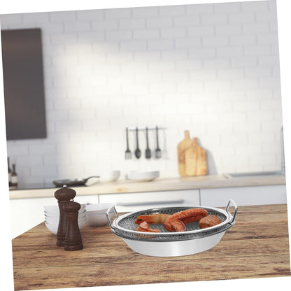 Mesh Drain Pan Set - Barbeque Grill Plate and Vegetable Drainer for Smokeless Roasting and Steaming