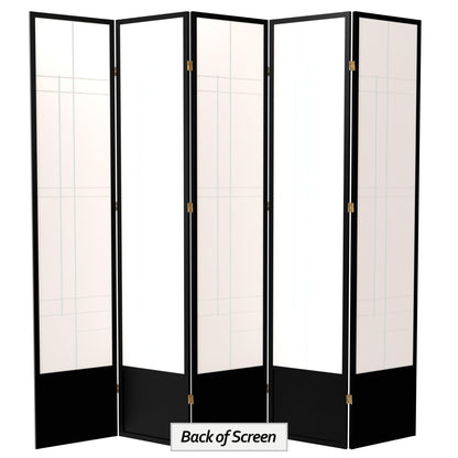 Red Lantern 7 ft. Tall Eudes Shoji Screen - Black - 5 Panels