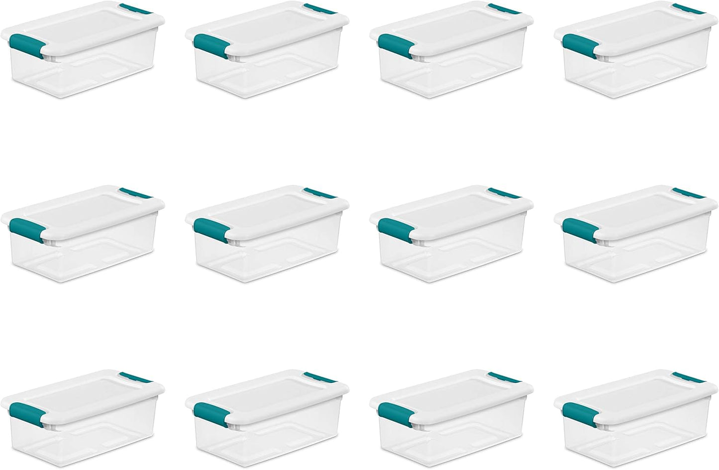 Sterilite 6 Qt Latching Storage Box - Stackable Plastic Container for Shoe Organization | Clear with White Lid, 12-Pack
