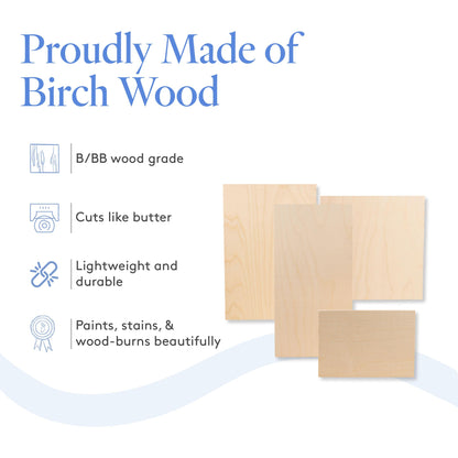 3 mm Baltic Birch Plywood 1/8 x 9 x 12 Inch, Box of 45 B/BB Grade Craft Wood, Stronger Than Basswood Sheets, for Laser, CNC Cutting and Wood Burning, by Woodpeckers