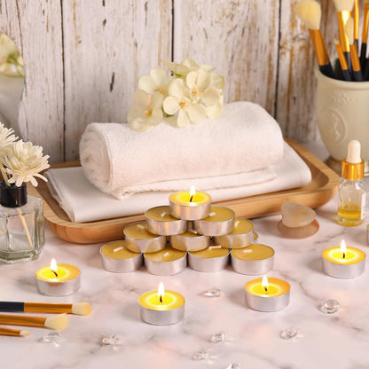 24 Packs Beeswax Tealight Candles, Pure Beeswax Candles Tea Lights Candle, Natural Organic Tealights Unscented Smokeless Clean Burning with 4 Hour Burn Time