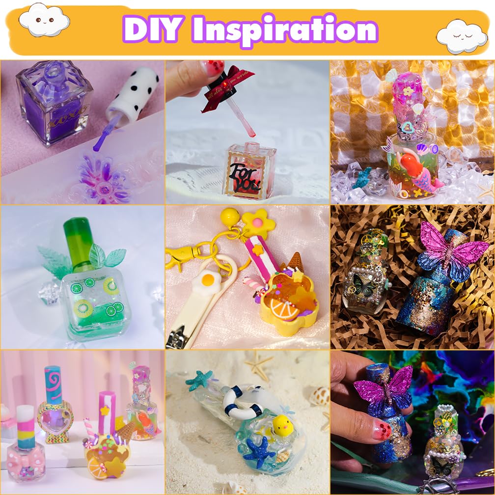 Resin Shaker Bottle Silicone Mold Nail Polish Set of 10 with Manual