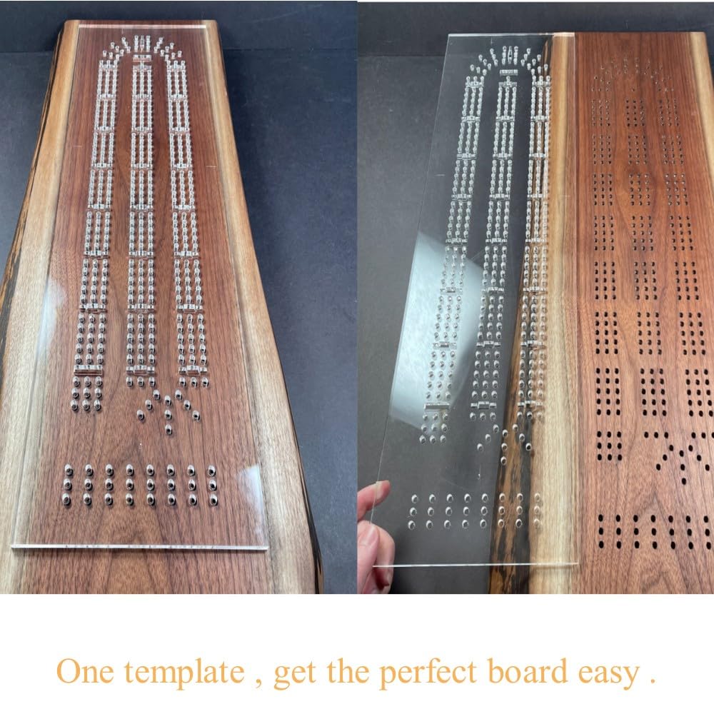 KINGRIA Acrylic Cribbage Board Templates 1/4'' Thick DIY Router Guide Kit for Cribbage Game Unique 3-Track Heavy Duty Woodworking Guide for DIY Game Board.