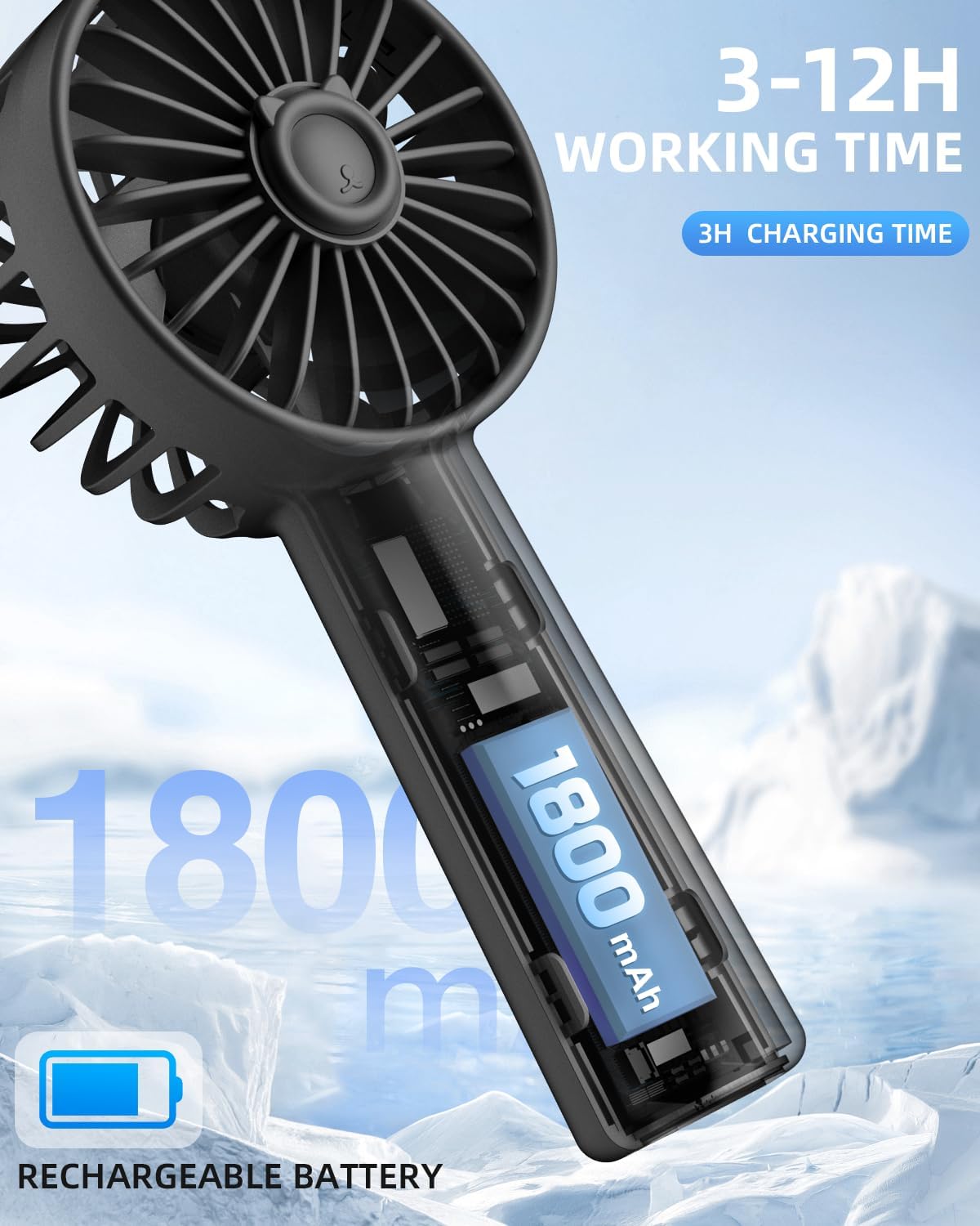 Portable Mini Fan, Handheld Fan, 1800mAh Small Hand Fan Battery Operated, Personal Makeup Lash Fan, Travel Fans USB