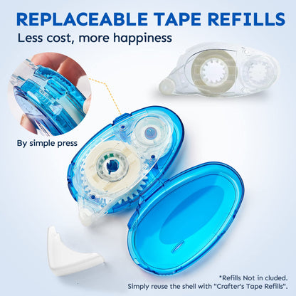 TMOL 12 Pack Scrapbook Tape, 26 Ft x 0.31 in Double Sided Tape Roller, Permanent Adhesive Tape Dispenser Runner, Photo-Safe Glue Tape Roller for Scrapbooking, Crafts and Arts Projects, Smooth & Clean
