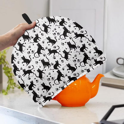 Black Cat Tea Pot Cozy, Lightweight Teapot Cosy Cover, Tea Kettle Cover for Breakfast Coffee Pot in Kitchen