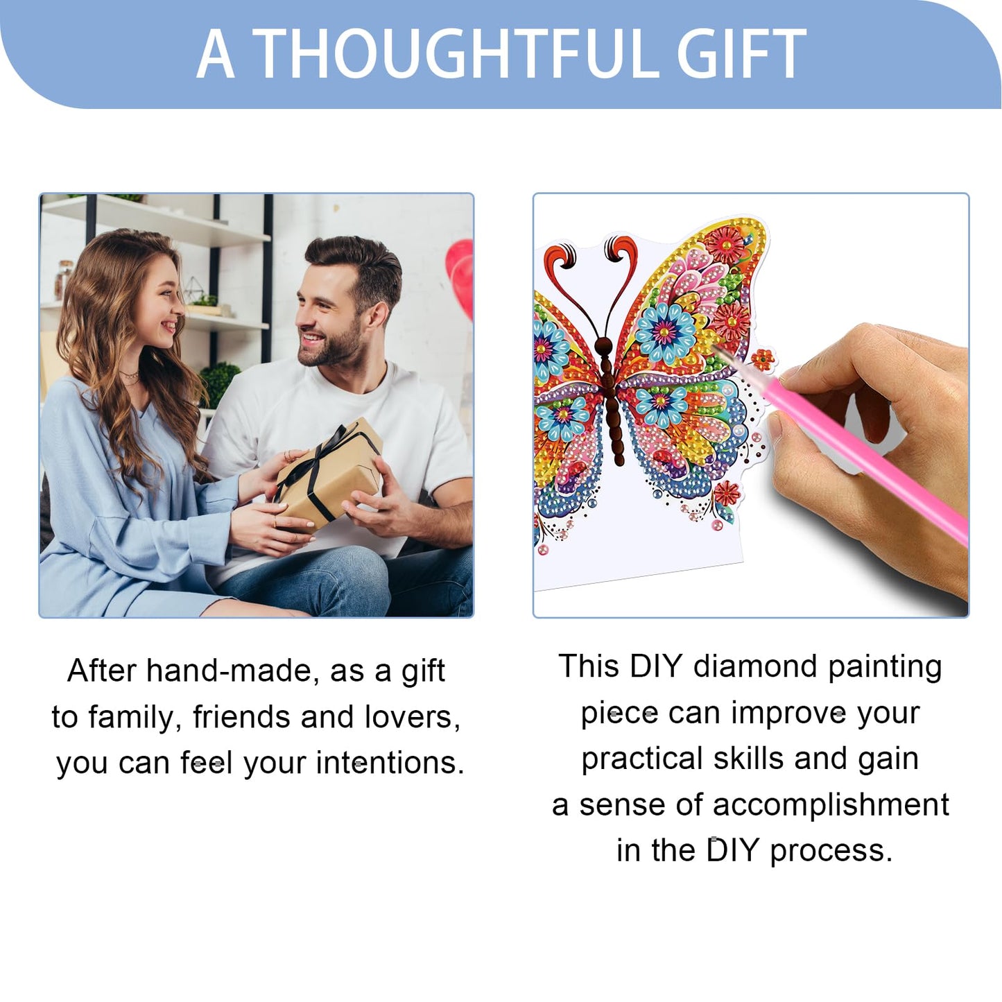 JISHSHAY Diamond Painting Night Light Diamond Art Table Lamps Gem Art LED Lights Gem Painting Desk Lamp Mosaic Kits for Adults DIY Kits for Adults Paint by Numbers Special Shaped Butterfly
