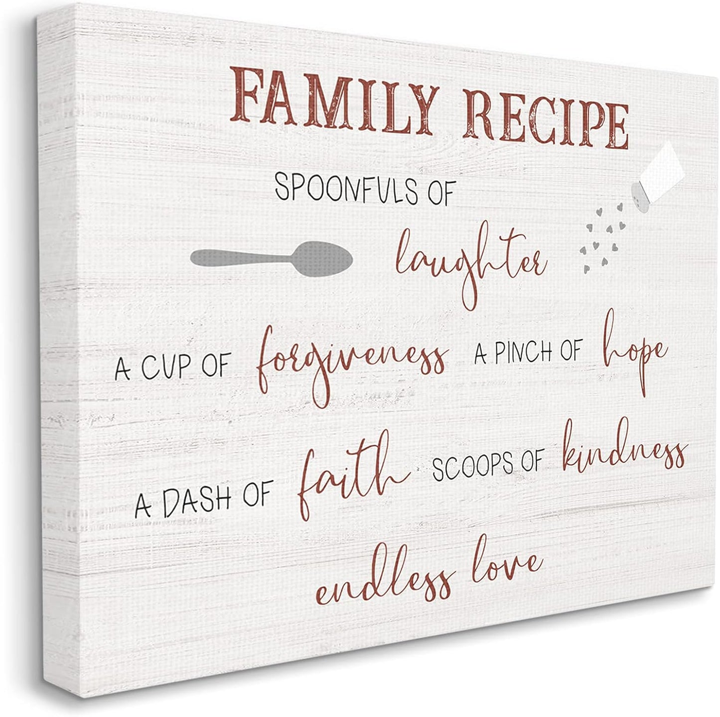 Stupell Industries Family Recipe Happiness Motivational Phrases Kitchen Puns Canvas Art