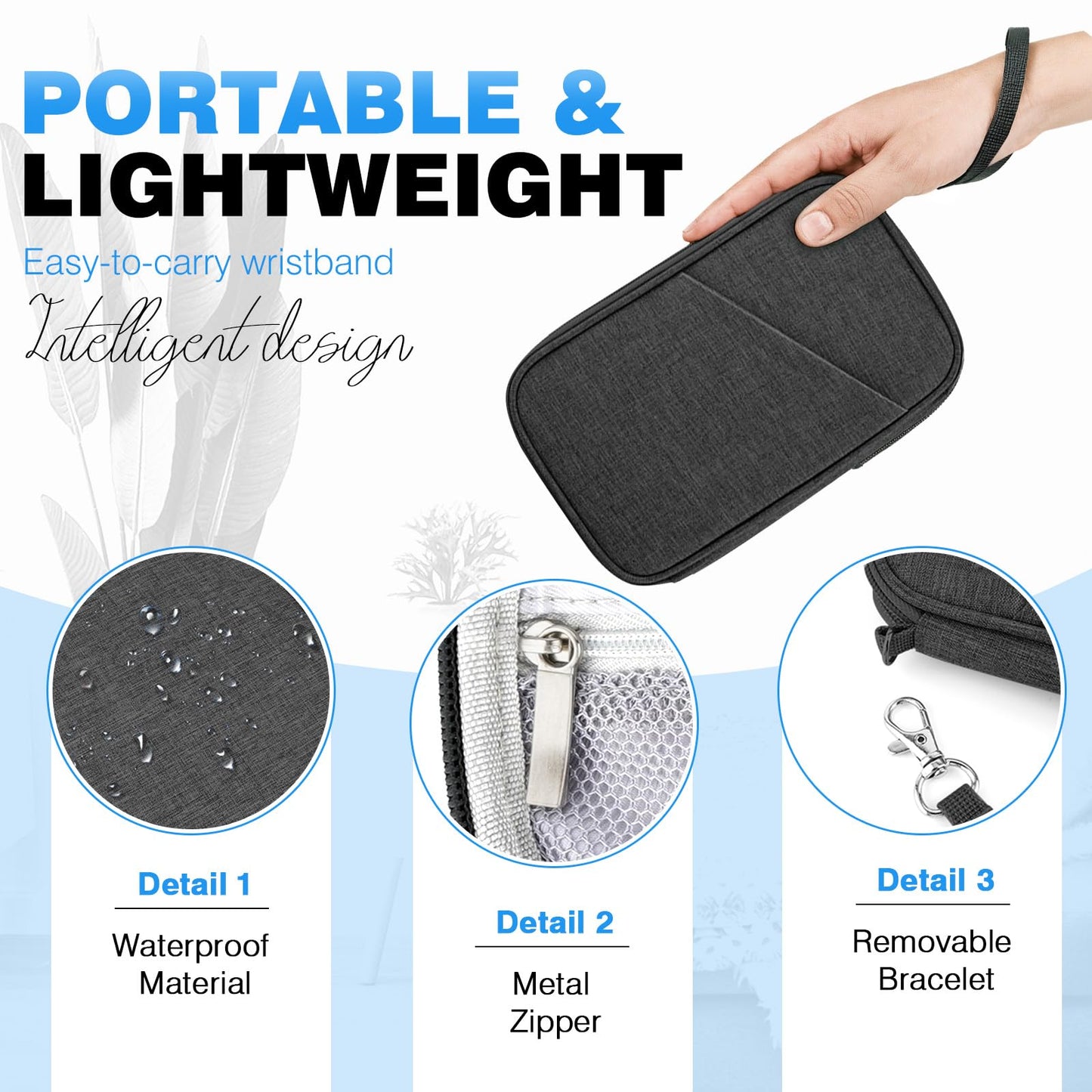Passport Holder Family RFID Travel Document Organizer for Women Waterproof Passport Wallet Men Portable Case for Cards, Boarding Pass, ID, Money, Tickets with Zipper