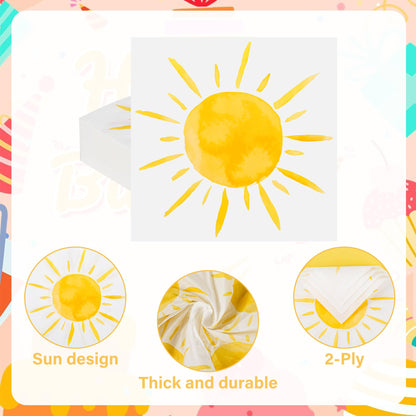 100Pcs Boho Sun Party Napkins First Trip Around The Sun Disposable Paper Napkins Hippie Summer Sunshine 6.5" Luncheon Cocktail Napkin for Birthday Baby Shower Party Supplies