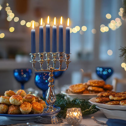 12 Pack 10 inch Navy-Blue Taper Candle Set for Holiday Dinner Party, Unscented Long Candlesticks, Dripless and Smokeless, 7-8 Hours Burn