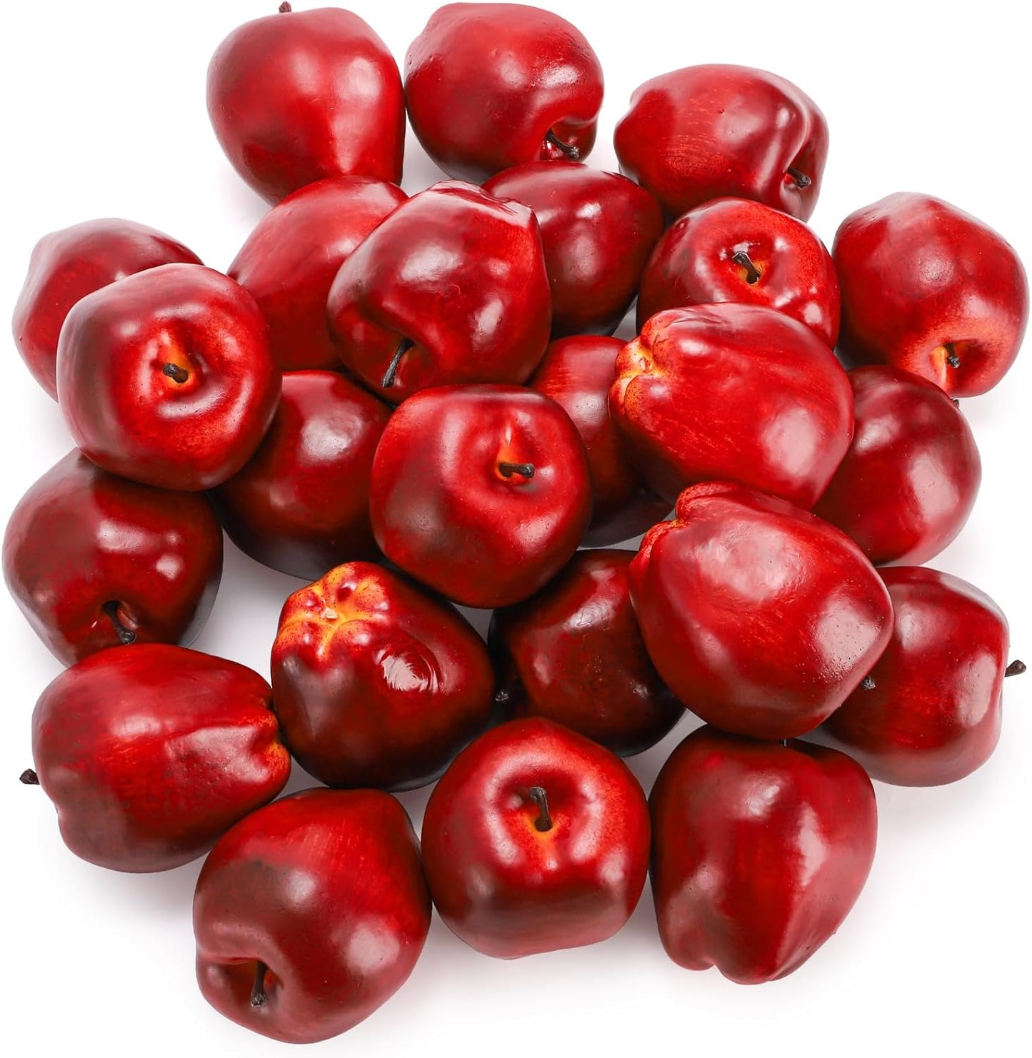 24 ZEAYEA Pcs Artificial Apples, Realistic Fake Red Delicious Apples, Decorative Lifelike Faux Apples for Home Kitchen
