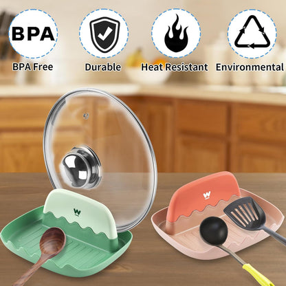 Spoon and Lid Rest, 2 Packs Neat & Drip-Free Utensil Rest for Countertop and Stove Top