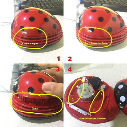 Aimeio Portable Beetle Ladybug Mini Handheld Cordless Crumb Sweeper, Battery Operated