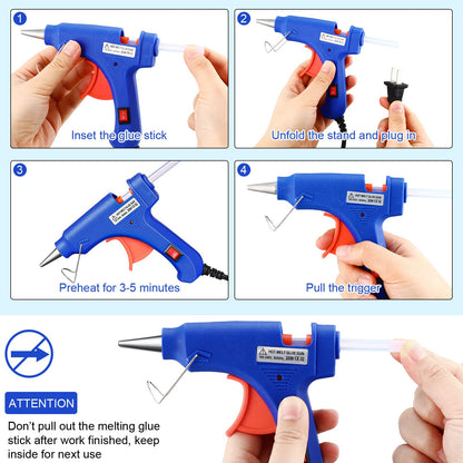 Zhengmy 12 Pieces Mini Hot Glue Gun Crafts Hot Melt Guns Fast Preheating and Easy Squeeze Trigger for School DIY Arts Class Projects Office Home Quick Repairs (Blue)