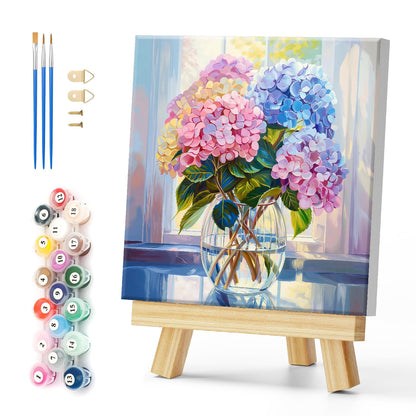 Natuyalo Framed Paint by Numbers Kit for Adults - Colorful Flowers DIY Adult Paint by Number Kits Vase Acrylic Canvas Painting for Adults Beginners Art Crafts with Frame, 12x12 Inch