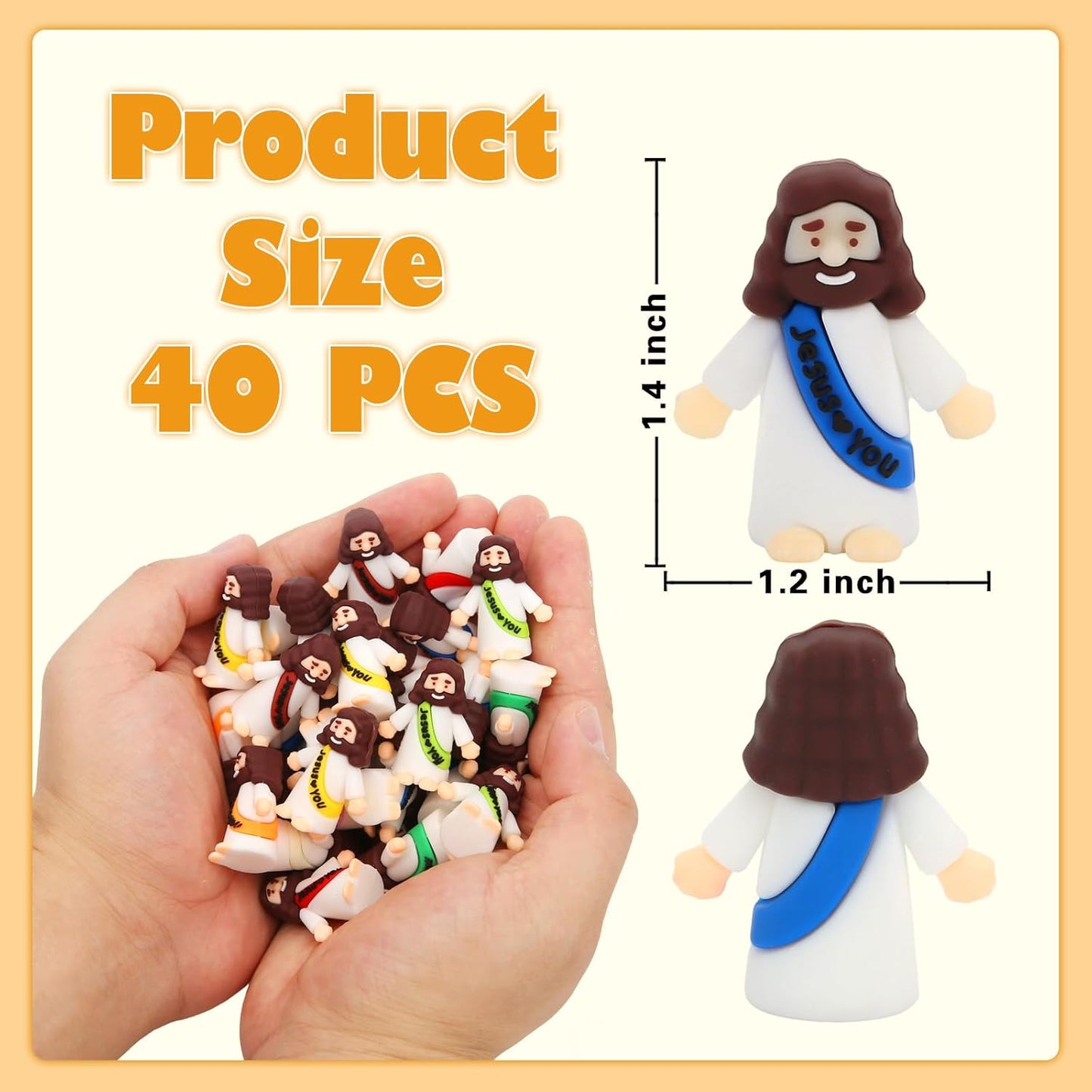 40 Pcs Mini Jesus Figurines in Bulk, Little Jesus Loves You Figures to Hide Tiny Action Figure for Crafts Pocket Seek