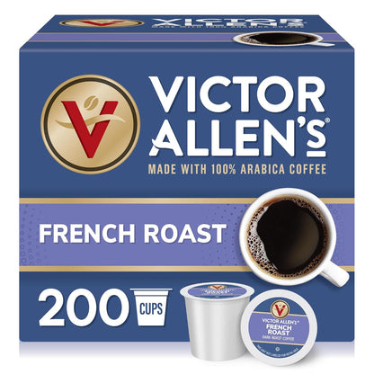 Victor Allen's Coffee French Roast - Dark Roast Single Serve Pods | 200 Count for Keurig K-Cup Brewers