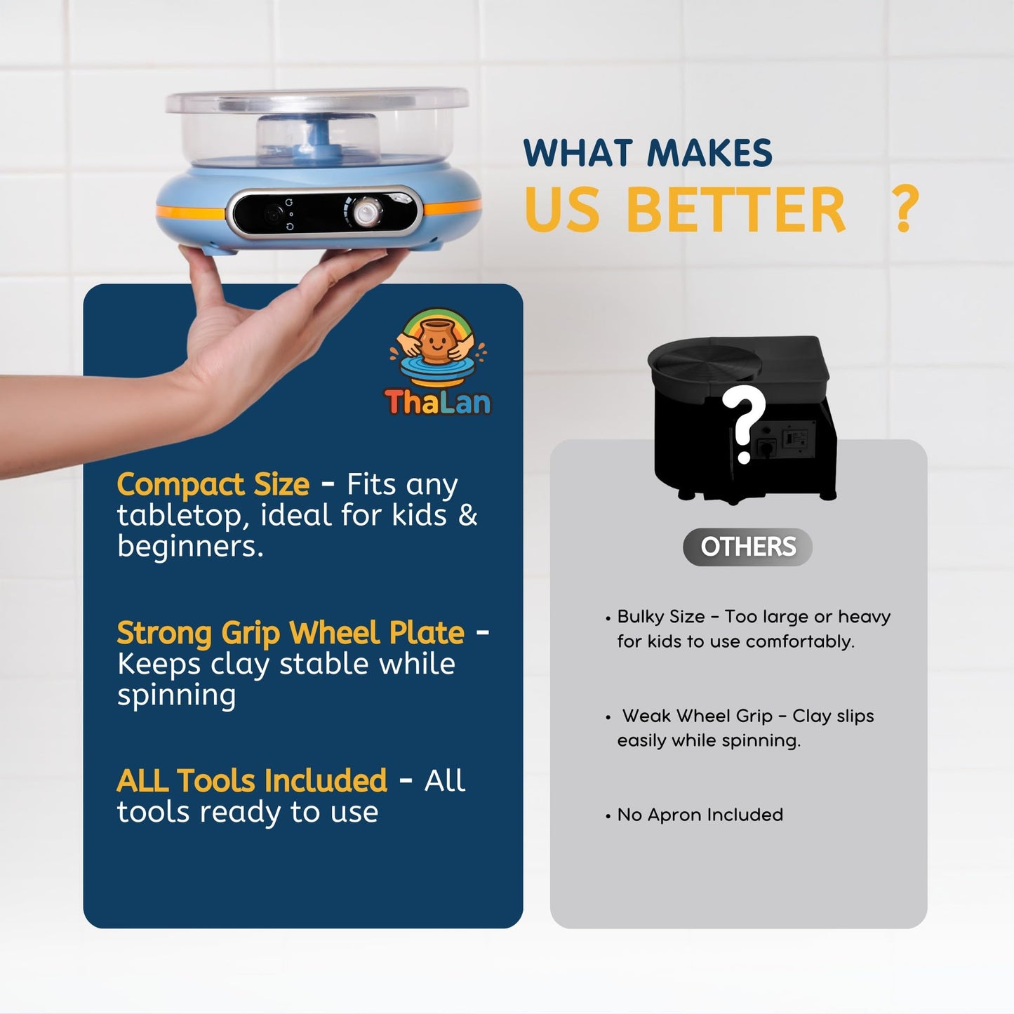 Pottery Wheel for Kids | Clay Machine for Beginners | 4.7 Inch Electric Mini Wheel Kit for Arts | Includes 8 Piece Tool Set and Paint | Educational Pottery Kit for Adults
