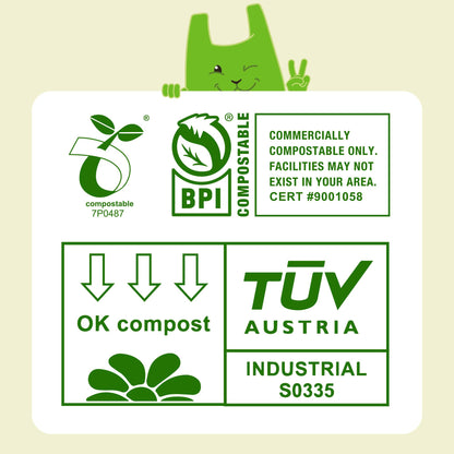 2.6 Gallon Compostable Trash Bags (100 Count) — Thick 0.7 Mil Small Compost Bin Liners — Leak-Resistant Plant-Based Food Scrap Bags for Countertop Kitchen Compost Pails — ASTM D6400 BPI Certified