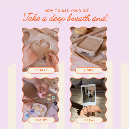 DIY Air Dry Clay Pottery Kit for Adults – Complete Craft Set with Tools, Paints & Guide – Beginner Friendly – No Kiln Needed – Unique Gift for Women – Muditation by PinchIt