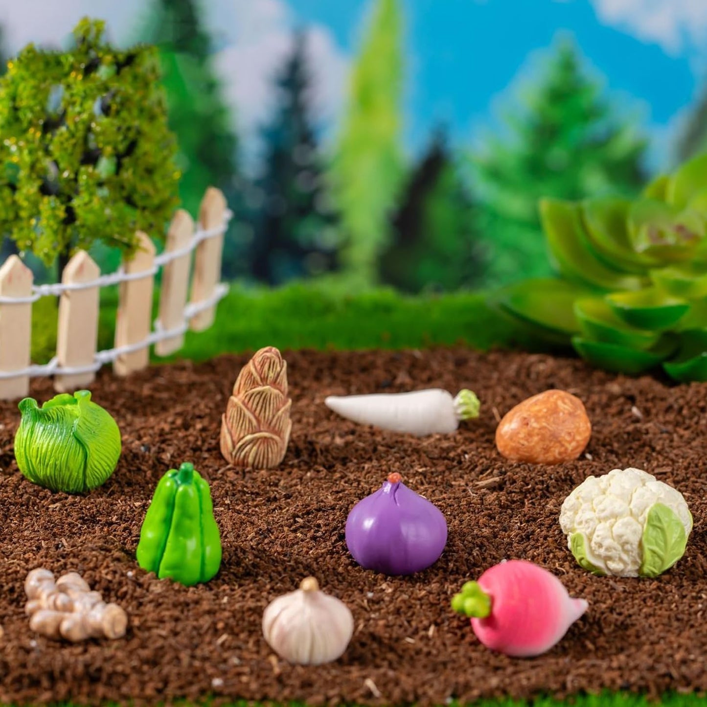 Exasinine 42 Pcs Miniature Food Mini Vegetables Figurines Miniature Baskets for Miniatures Food Kitchen Mini House Store