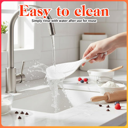2 Pcs Rice Paddle Spoon, 7.5 Inch White Plastic Non-Stick Rices Paddle Rice Serving Spoon Server Spatula Scooper Kitchen Cooking Utensil for Serving Electric Rices Cooker Grains Potatoes Cooking
