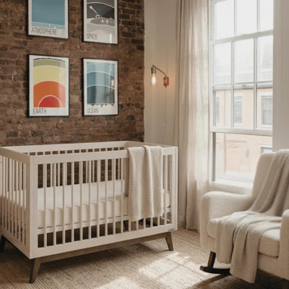 dadada Baby Soho 3-in-1 Convertible Wooden Crib to Toddler Bed - Made in Italy, GREENGUARD Gold Certified, Baby-Safe Finish, Handcrafted Beechwood, Modern Design, 3 Adjustable Heights (Almond Milk)