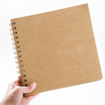 MEMOTOR Scrapbook 10 x 10 Inch DIY Photo Album, Memory Book for Parents and Kids, Hardcover Kraft Paper Brown 20 Sheets/ 40 Pages