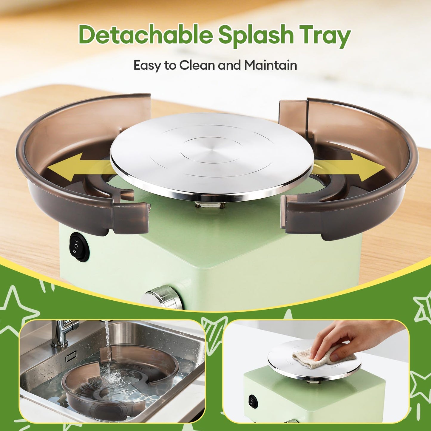Pottery Wheel - Mini Pottery Wheel kit with 18PCS Pottery Tools, 6" Turntable Bidirectional Rotation Electric Ceramic Wheel, Birthday Christmas Gifts for Adults, Beginners, Teens